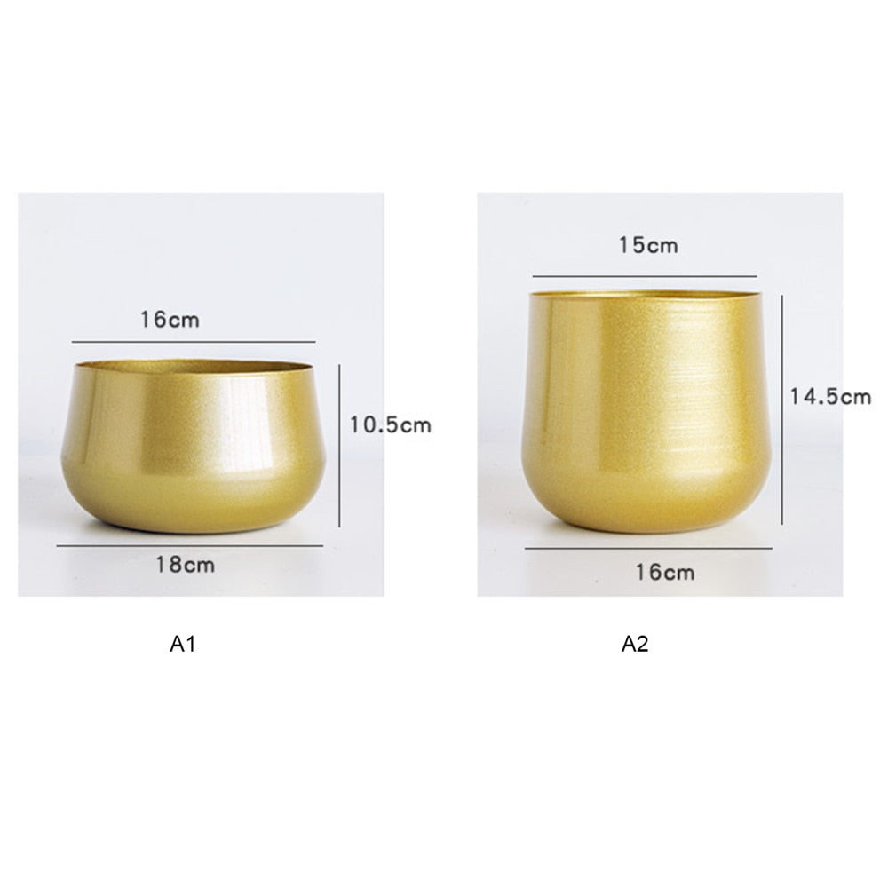 Flower Plant Flowerpot Succulent Container Vase Living Room Decoration Golden G image 6