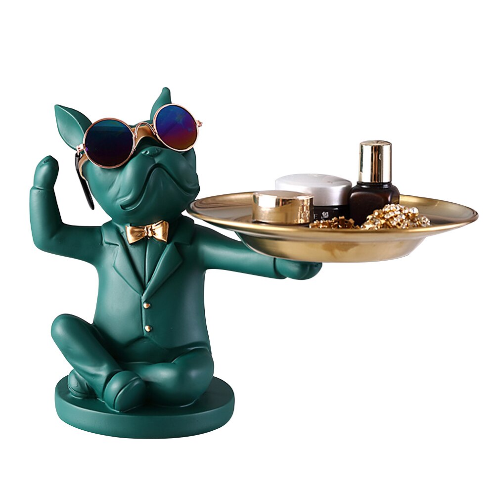 Nordic French Bulldog Sculpture Dog Statue Jewelry Storage Table Decoration image 1