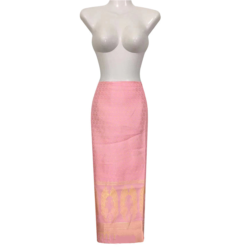 Women's Bohemian Print/solid Elastic Waist Long Maxi Skirt Thai Traditional Lon image 3