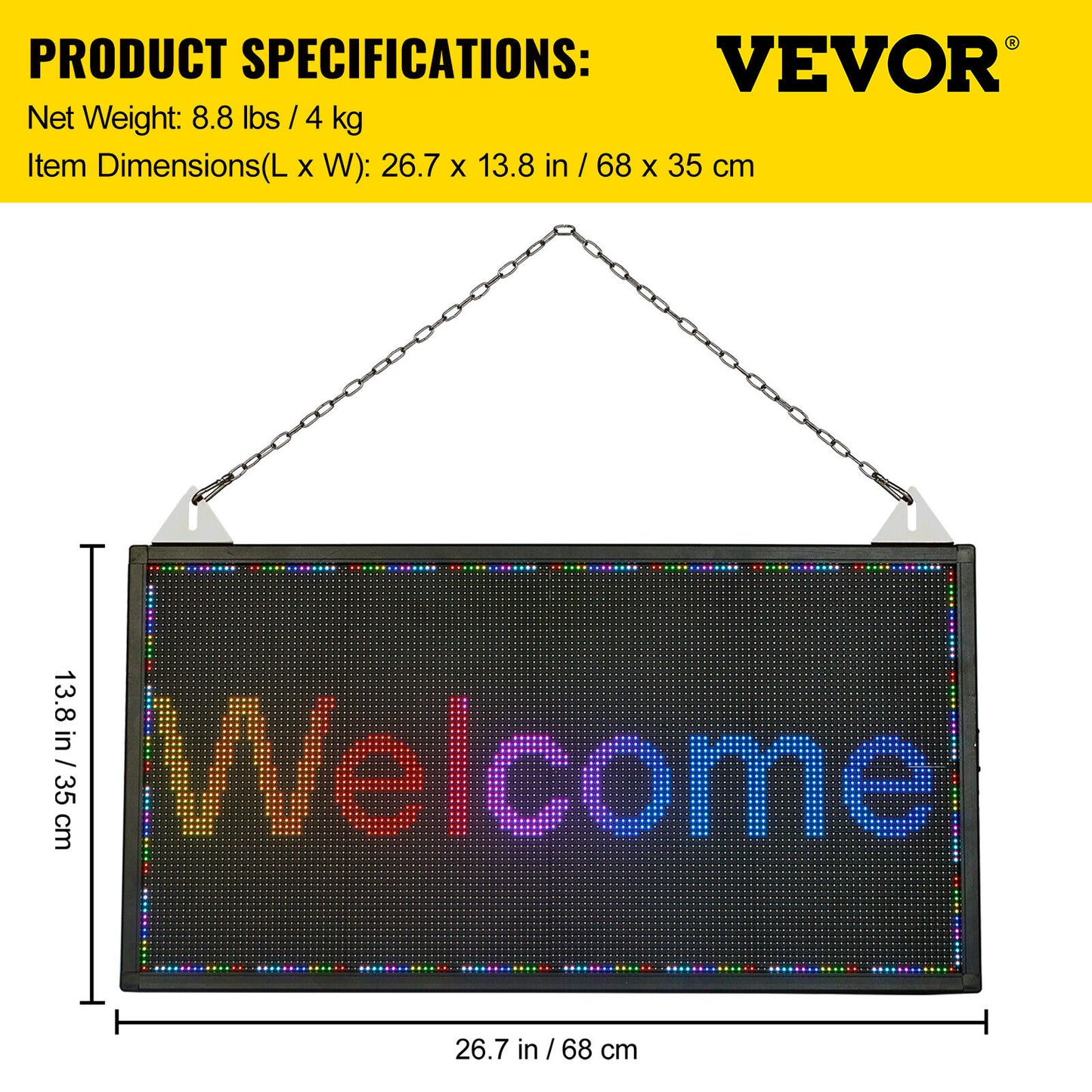 VEVOR Wi-Fi LED Scrolling Sign Full Color P4/P5/P6/P10 DIY Programmable Message image 2