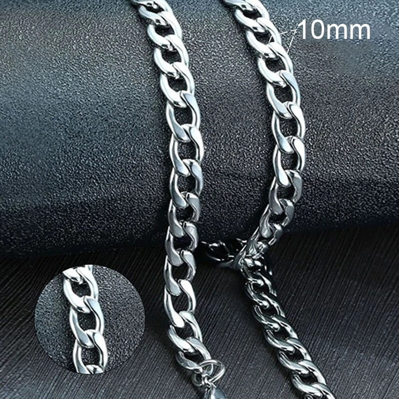 Vnox Men's Cuban Link Chain Necklace Stainless Steel Black Gold Color Male Chok image 10