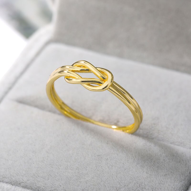Knot Infinity Rings For Women Girls Gold Color Stainless Steel Heart Finger Ri image 10