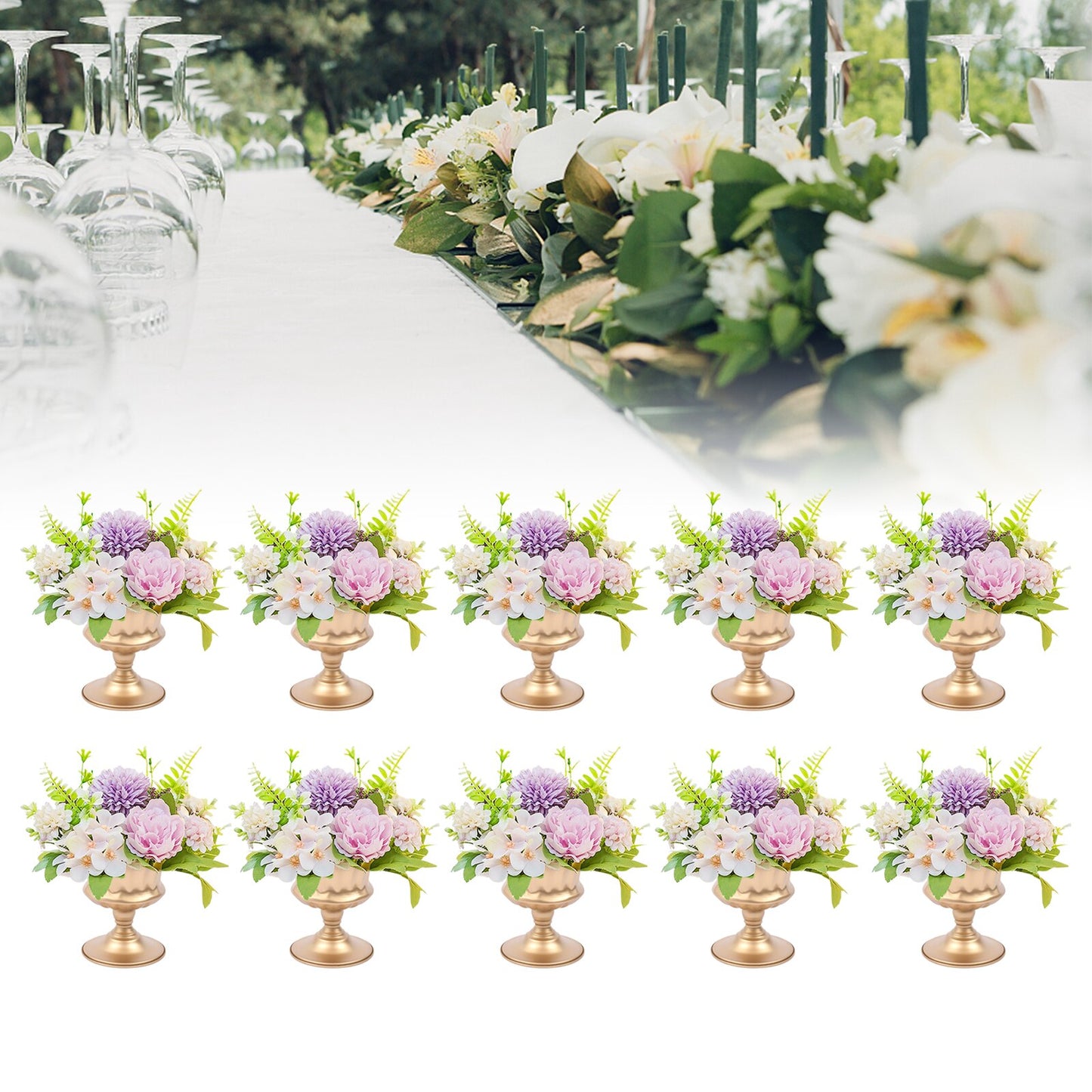 Metal Vase Table Decorative Flower Display Round Bowl Centrepiece Home Art Vase image 0