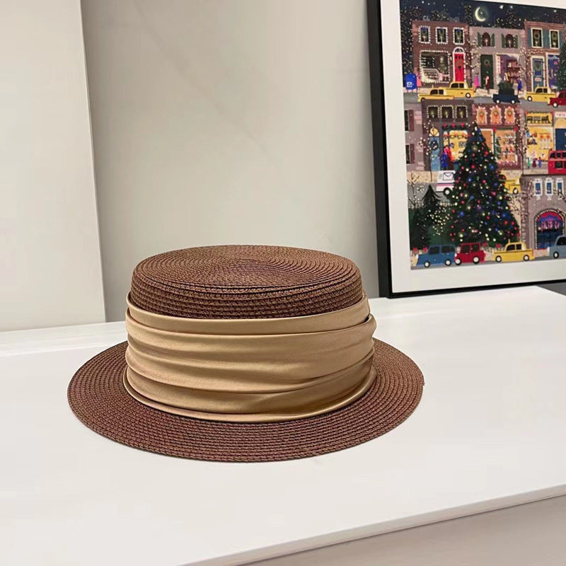 5cm brim summer straw hat for women with sun shading and sun protection flat to image 8
