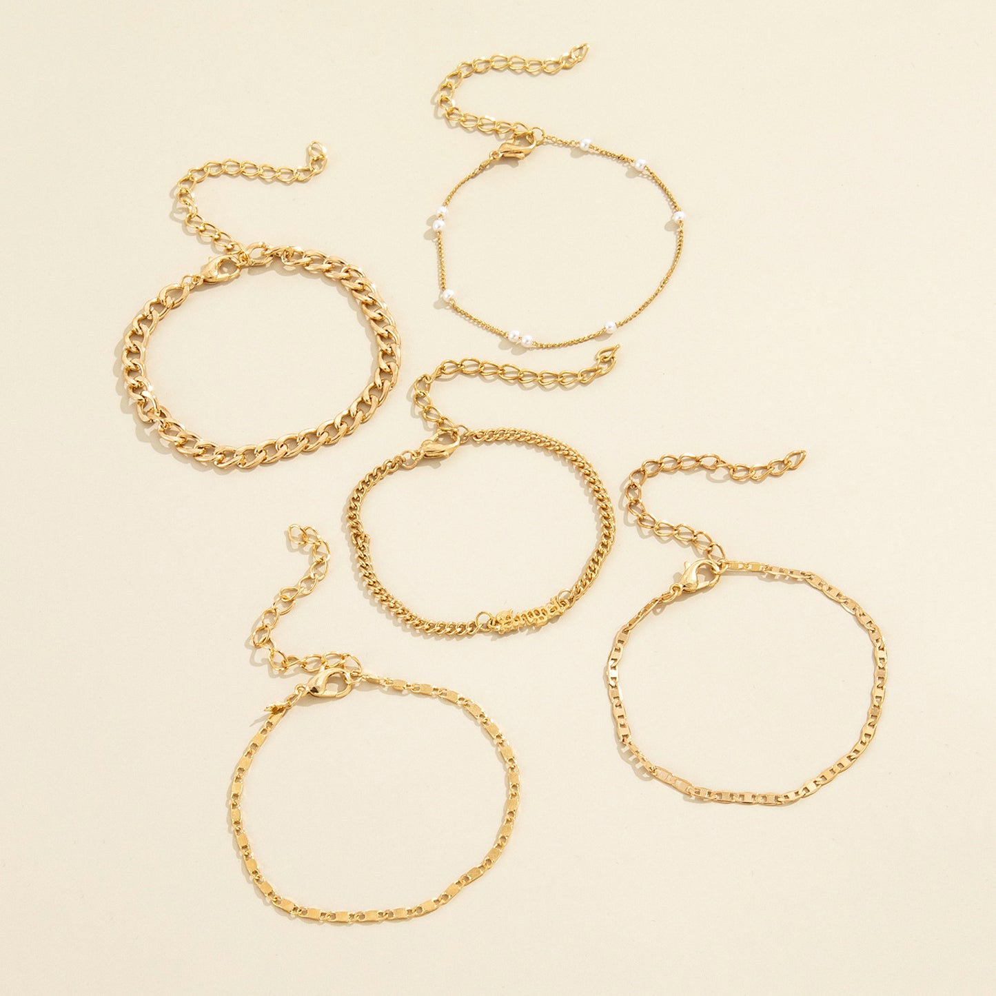 5Pcs Trendy Chain Bracelet Set For Women Angel Letter Gold Silver Color Link Ch image 5