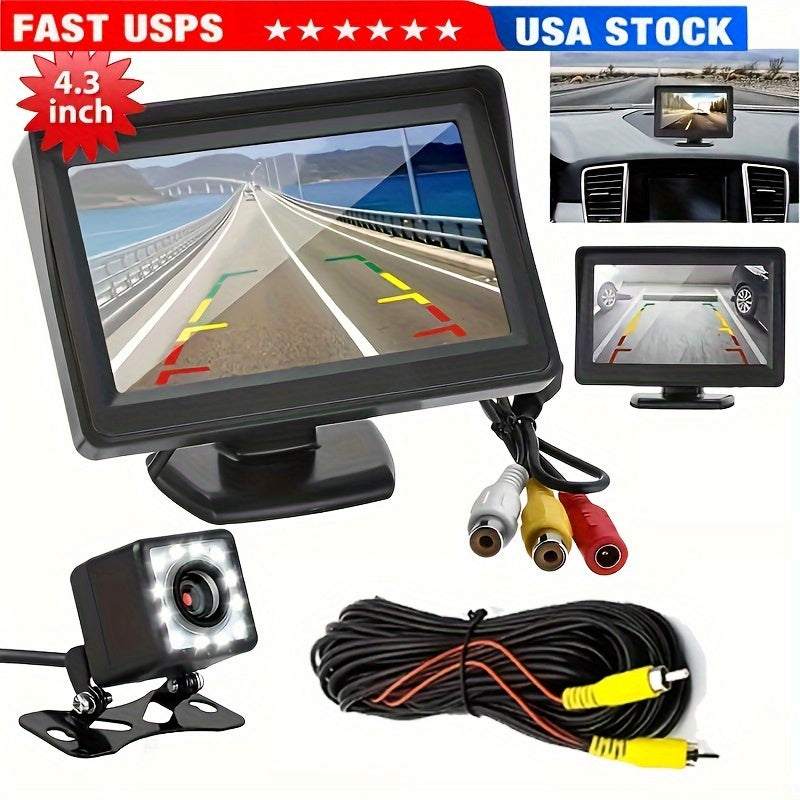 Car Rear View Backup Camera Kit Monitor with Reverse Camera LED Night Vision Pa image 4