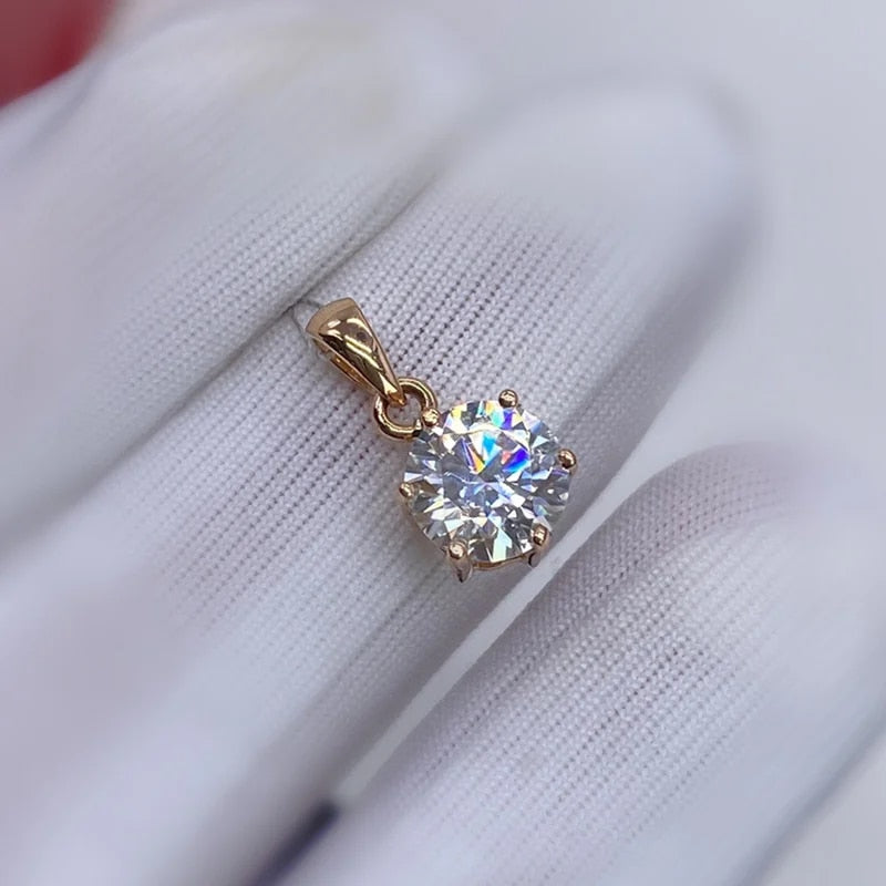 Real 18K White Gold Pendant 1CT Moissanite Necklace 6.5MM VVS Lab Diamond Rose image 7