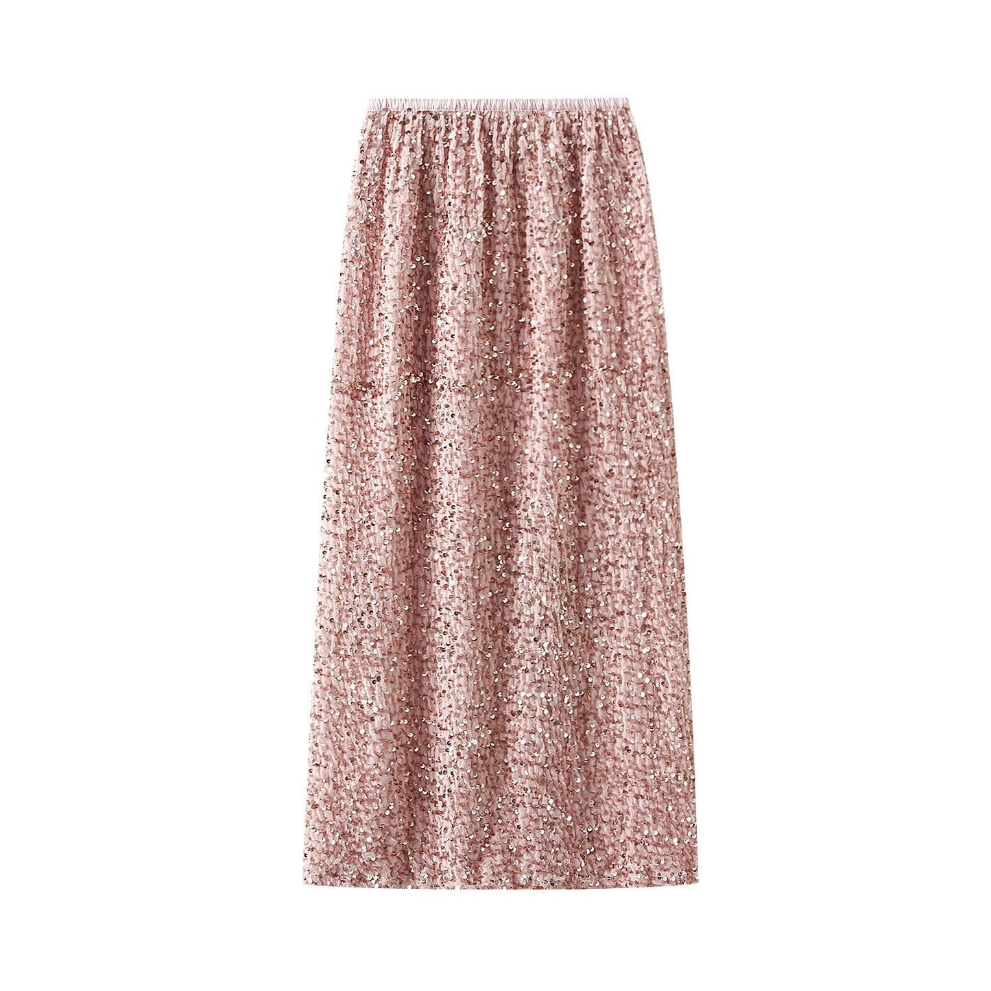 Women Elegant Shiny Sequined Long Skirt Summer Fall Elastic Waist Casual Skirts image 2
