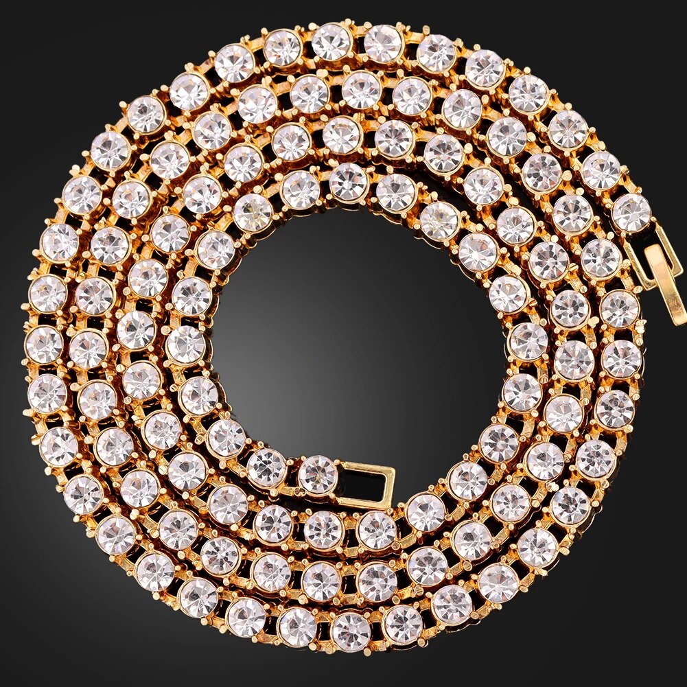 Hip Hop Men Iced Out Chain Prong Rhombus Cuban Link Necklace 14/20MM width Gold image 2