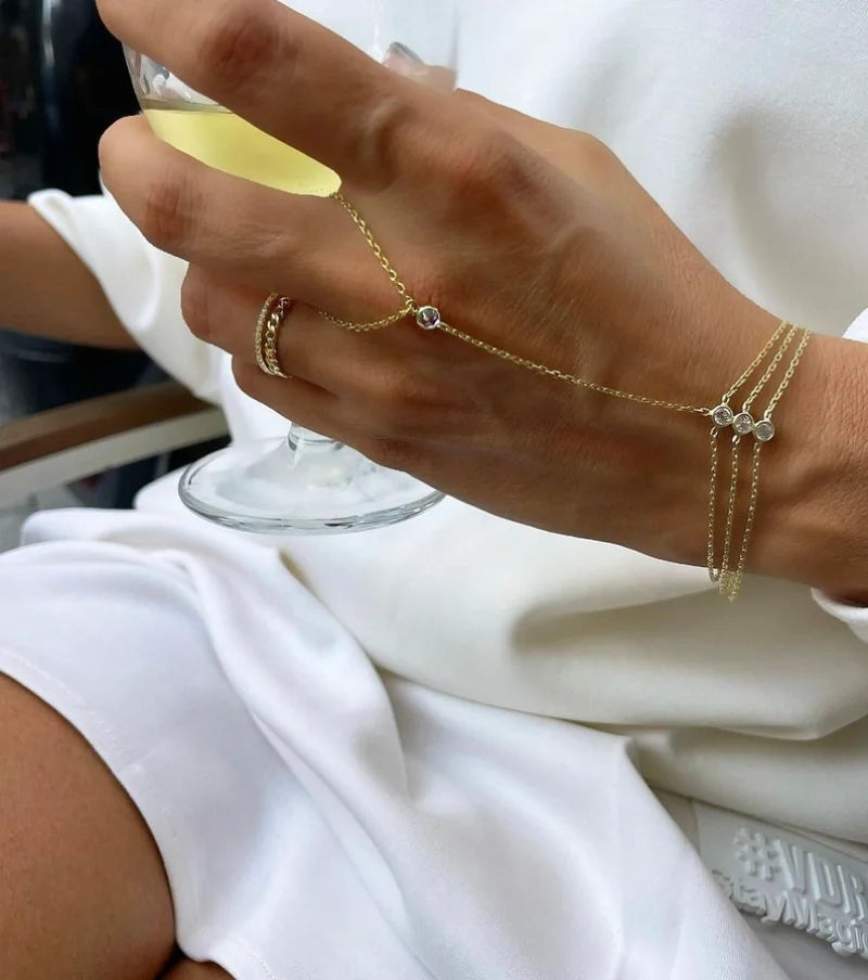 18K Gold STAINLESS STEELDainty plated Hand Chain Bracelet for Her STAINLESS STE image 0