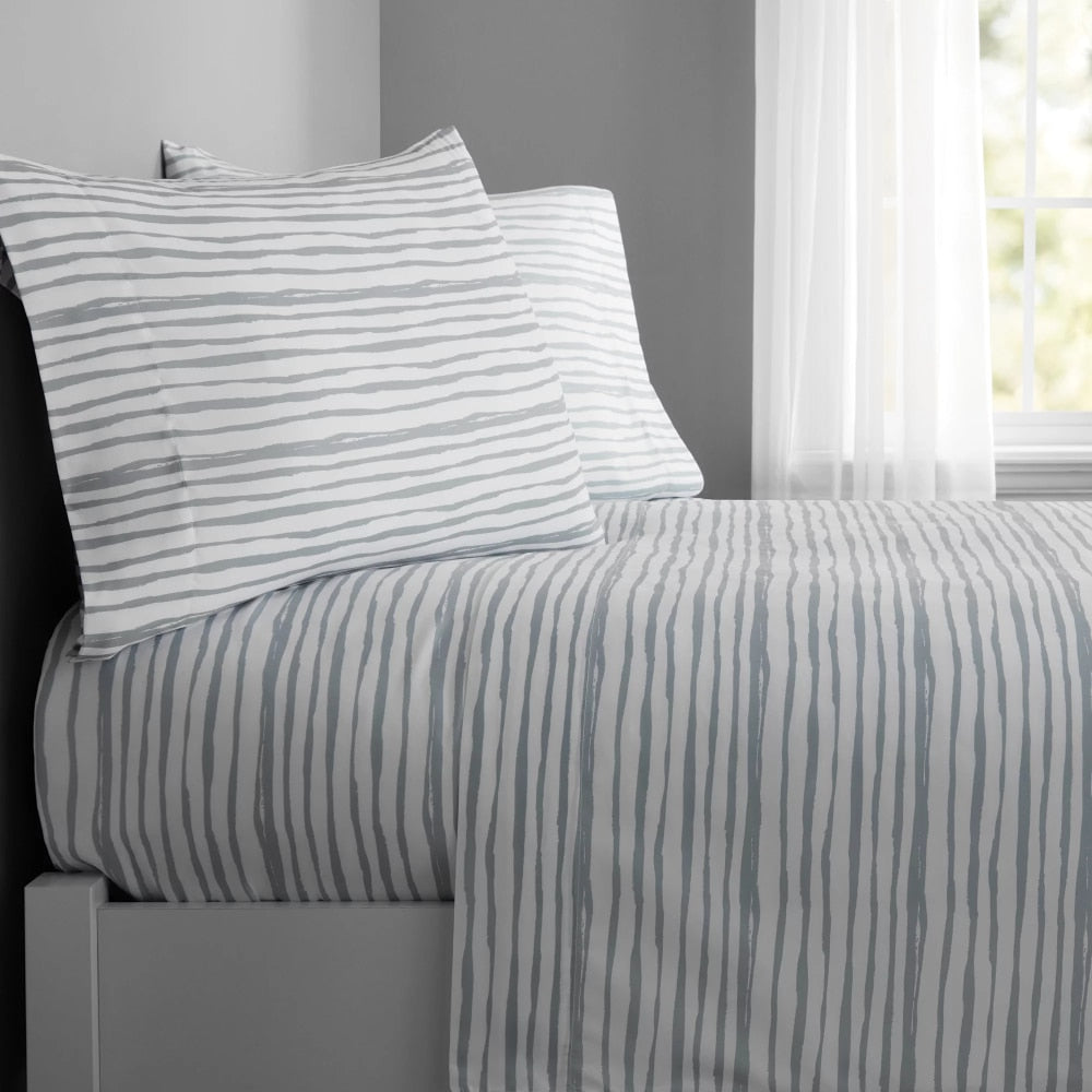 Mainstays Gray and Teal Geometric 8 Piece Bed in a Bag Comforter Set With Sheet image 3