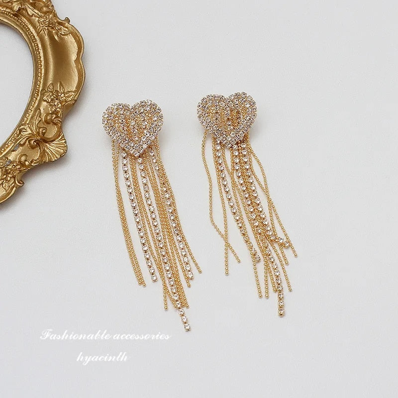 Zircon Wheat Tassel Pendant Gold Color U-shaped Earrings for Women 2023 New Fas image 32