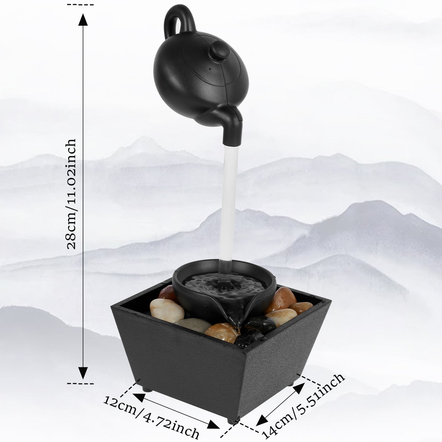 Tabletop Fountain Meditation Water Fountain With Light And Pebble Small Waterfa image 1