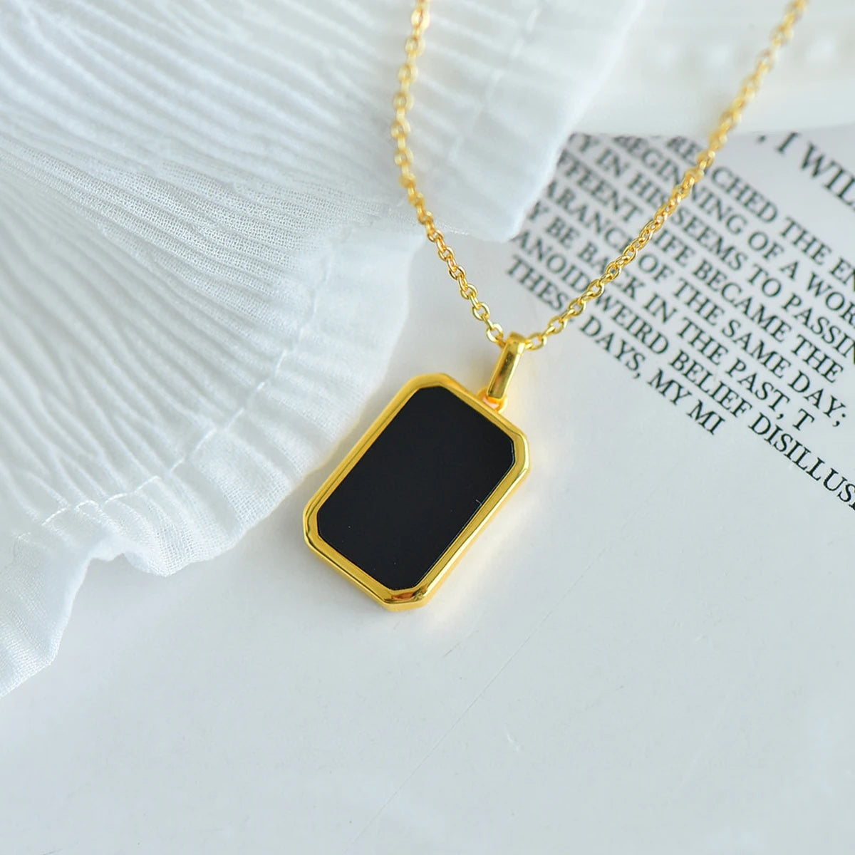 Hip-hop Necklaces Man 18 K Pure 100 Gold Pendant Stylish Jewelry Black Agate Re image 1