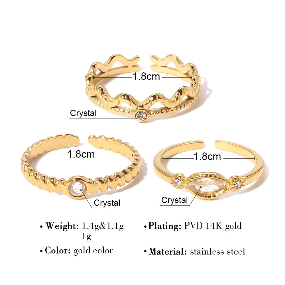 WILD & FREE Gold Plated Stainless Steel Zircon Crystal Rings for Women Simple T image 8