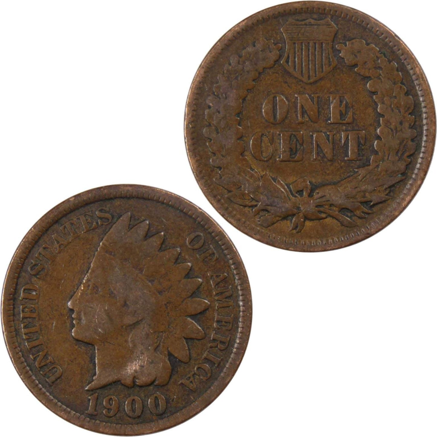 1900 Indian Head Cent AG About Good Bronze Penny 1c Coin Collectible image 3