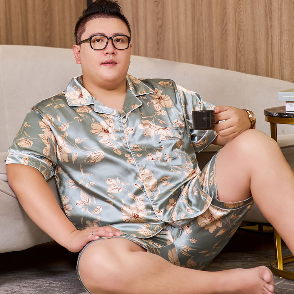 3XL-5XL For 165kg Big Size Men's Pajamas Summer Ice Silk Thin Breathable Male S image 8