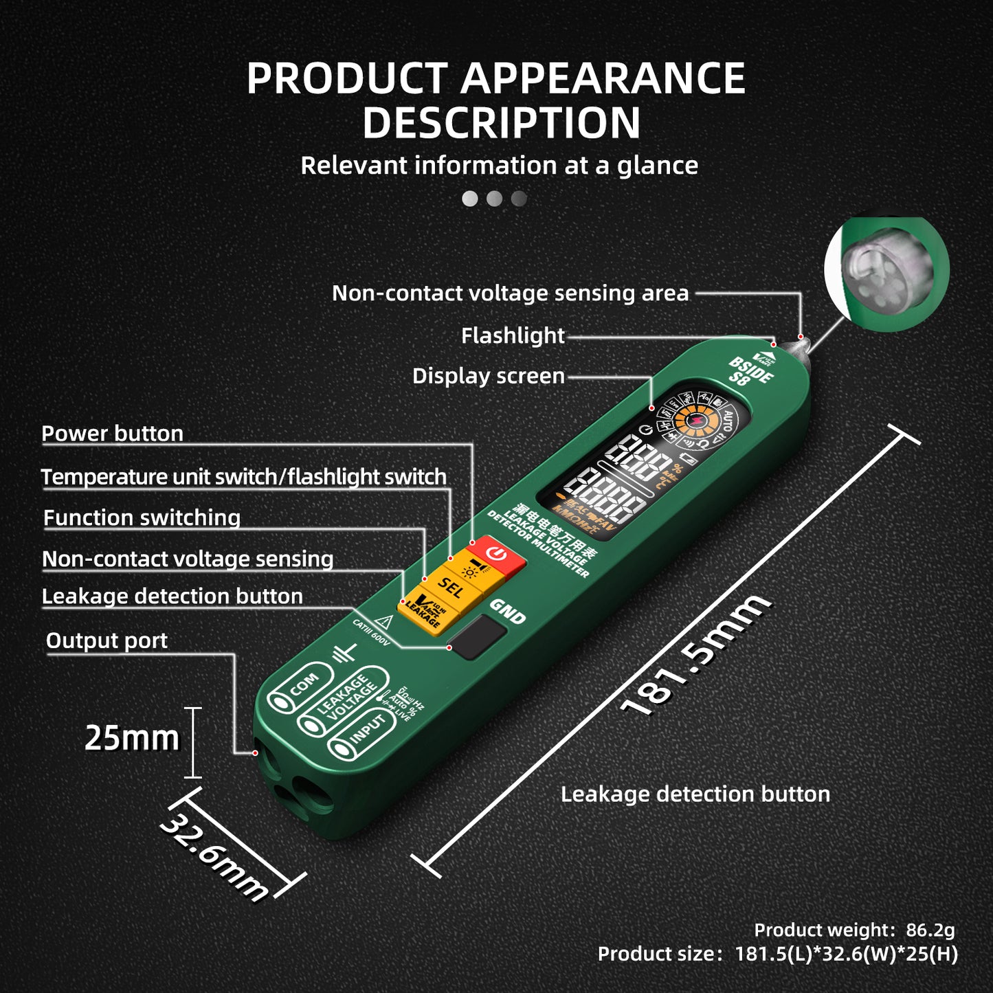 BSIDE New Multifunction Electric Pen Autorange DC AC Voltage Smart Multimeter C image 5