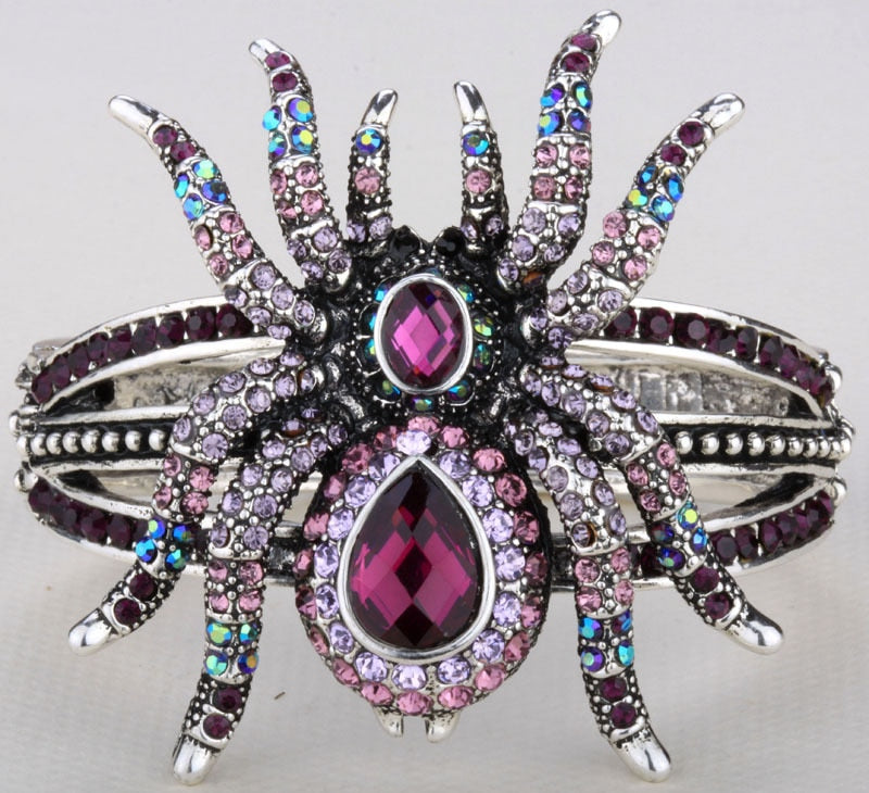 Spider bangle bracelet halloween bling jewelry gifts for women antique gold image 6