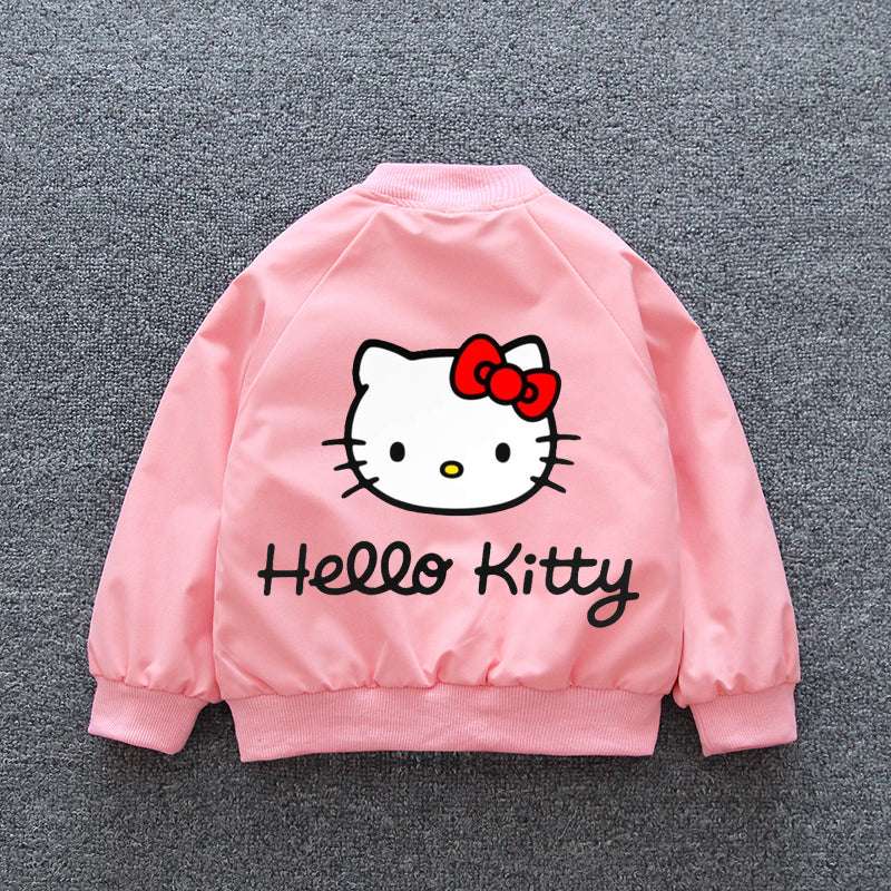 Sanrio Hello Kitty Girls Jacket Coats 2024 Spring Autumn Baby Kids Cartoon Long image 1
