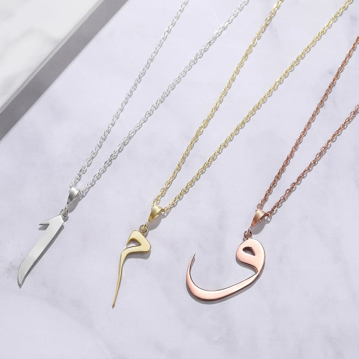 Arabic Initial Necklace Stainless Steel custom made 18k gold plated Name image 5