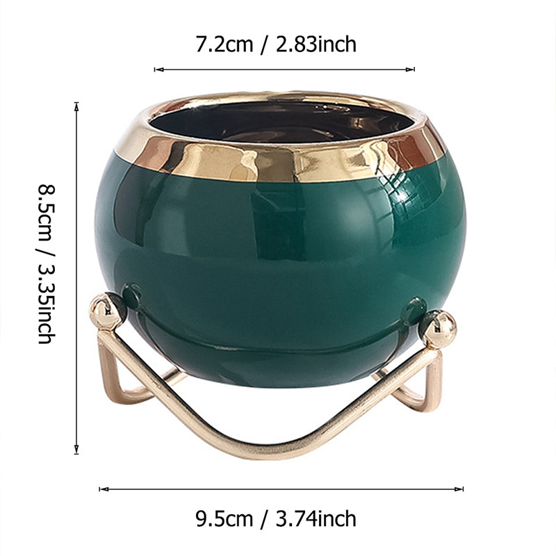 Nordic INS Style Luxury Gilded Ceramic Small Flowerpot with Golden Bracket Crea image 19