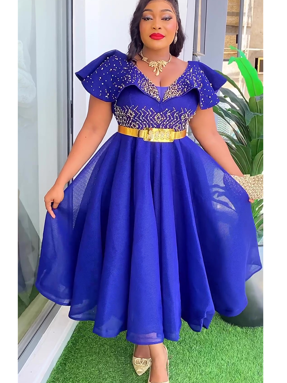 Plus Size African Wedding Party Dresses for Women 2024 New Dashiki Ankara Eveni image 0