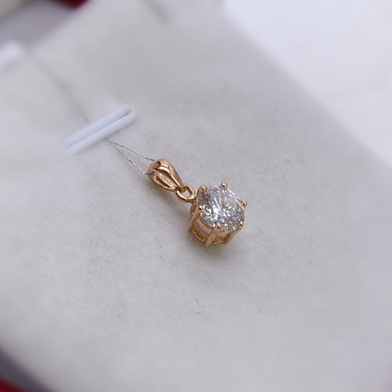 Real 18K White Gold Pendant 1CT Moissanite Necklace 6.5MM VVS Lab Diamond Rose image 6