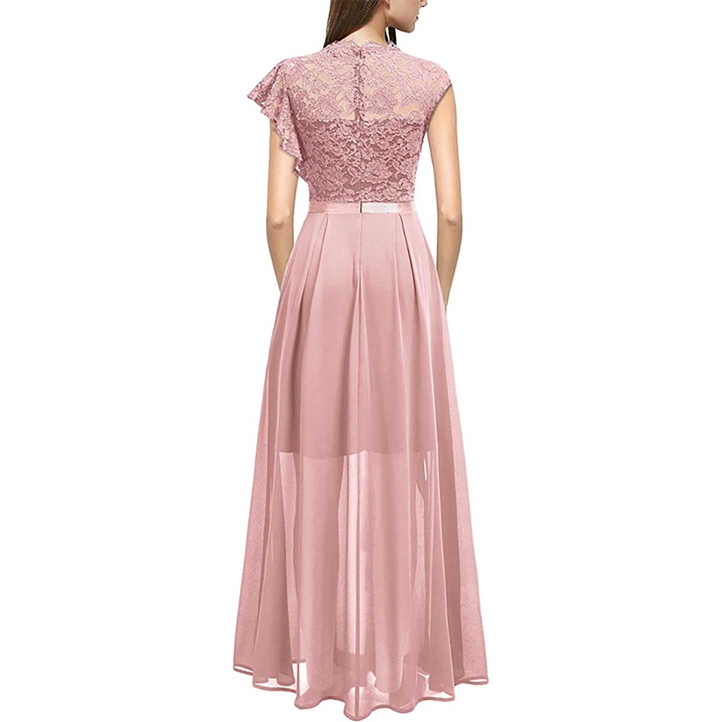 Elegant Lace Chiffon Wedding Dresses for Women Sleeveless Formal Evening Party image 1