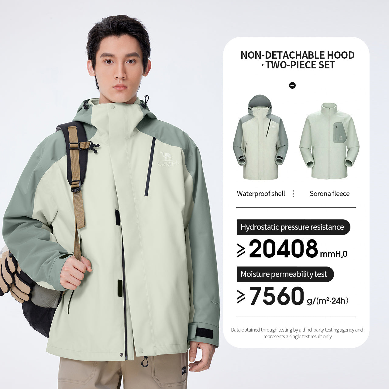 GOLDEN CAMEL Outdoor Hiking Jackets for Men Three-in-One Waterproof Fleece Jack image 7