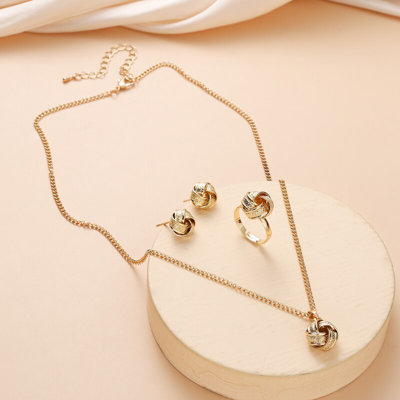 Gold-Color Ball Shape Jewelry Sets Copper Trendy Fashion Style Adjustable Chain image 2