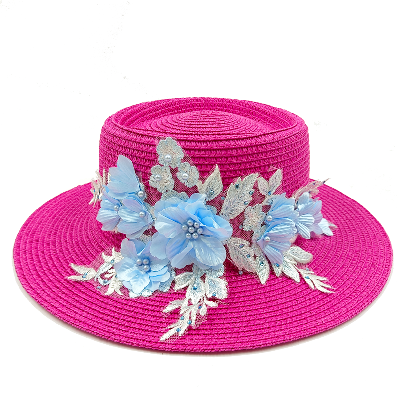 5cm brim summer straw hat for women with sun shading and sun protection flat to image 15