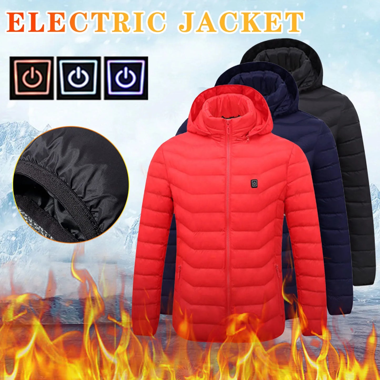 Winter Men Women Thicken Warm USB Heating Cotton Jackets Coat Smart Thermostat image 6