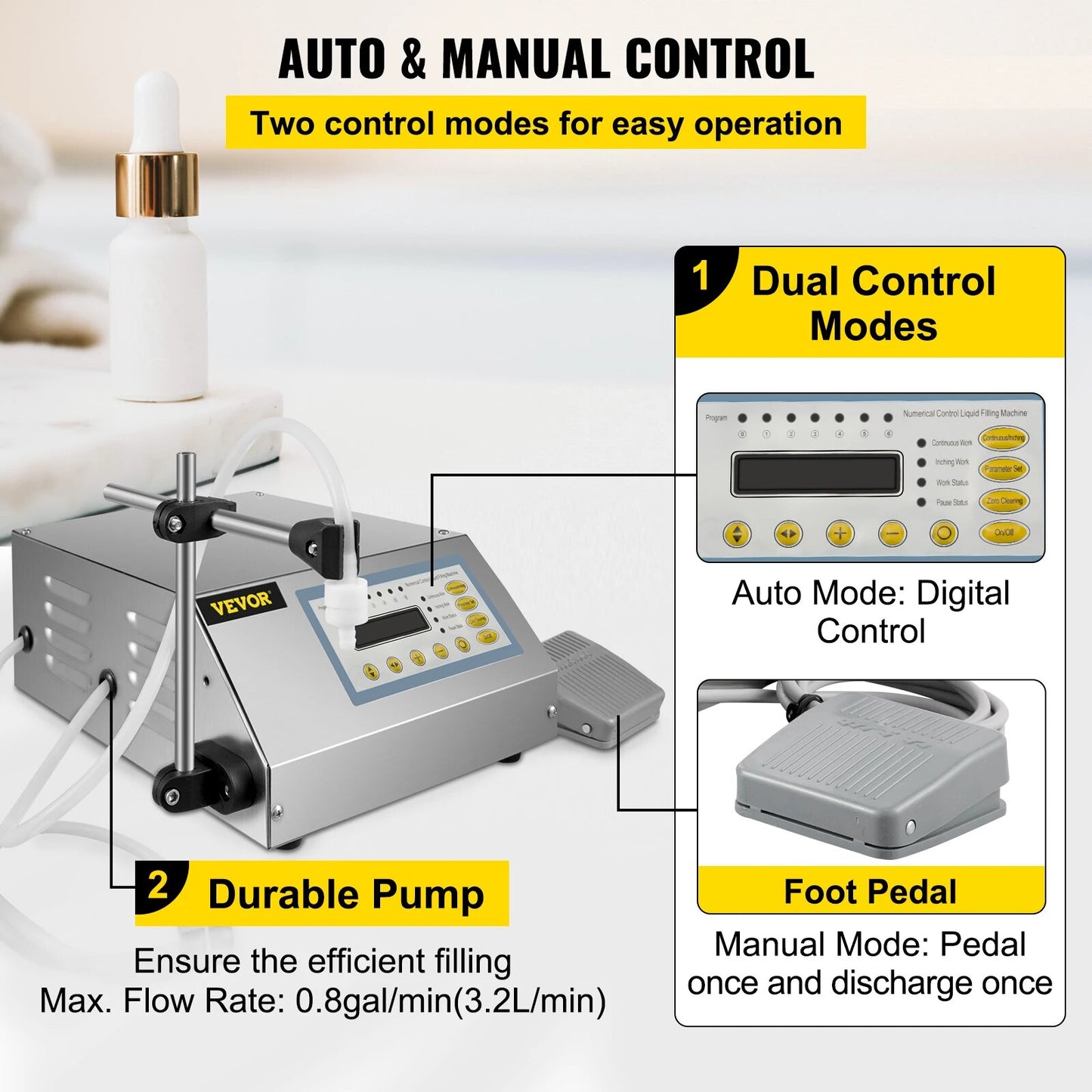 VEVOR Liquid Filling Machine 5-3500 ml GFK160 Digital Control Water Drink Perfu image 4