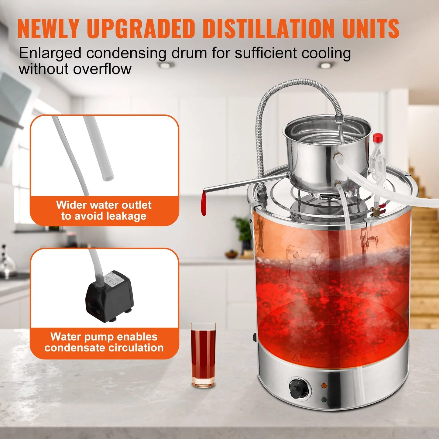 VEVOR 30/50L Stainless Steel Alcohol Distiller Alcohol Still Essential Oil Brew image 5