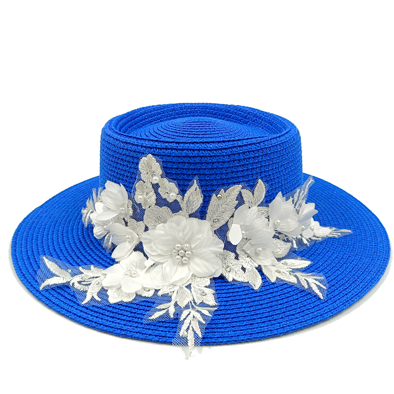5cm brim summer straw hat for women with sun shading and sun protection flat to image 18