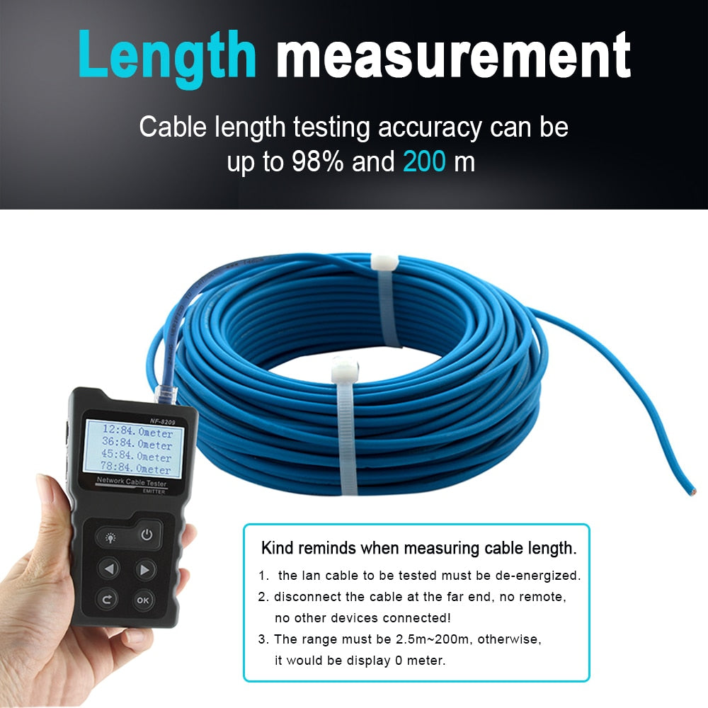 NOYAFA NF-8209 Cable Tracker Lan Display Measure Tester Network Tools LCD Displ image 2