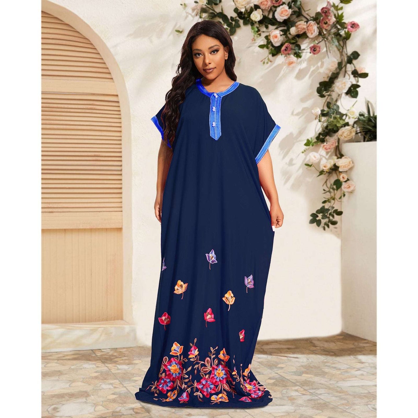PlusSize Traditional Cotton Kaftan Clothing Loose Abayas Dress African Beach Ho image 1
