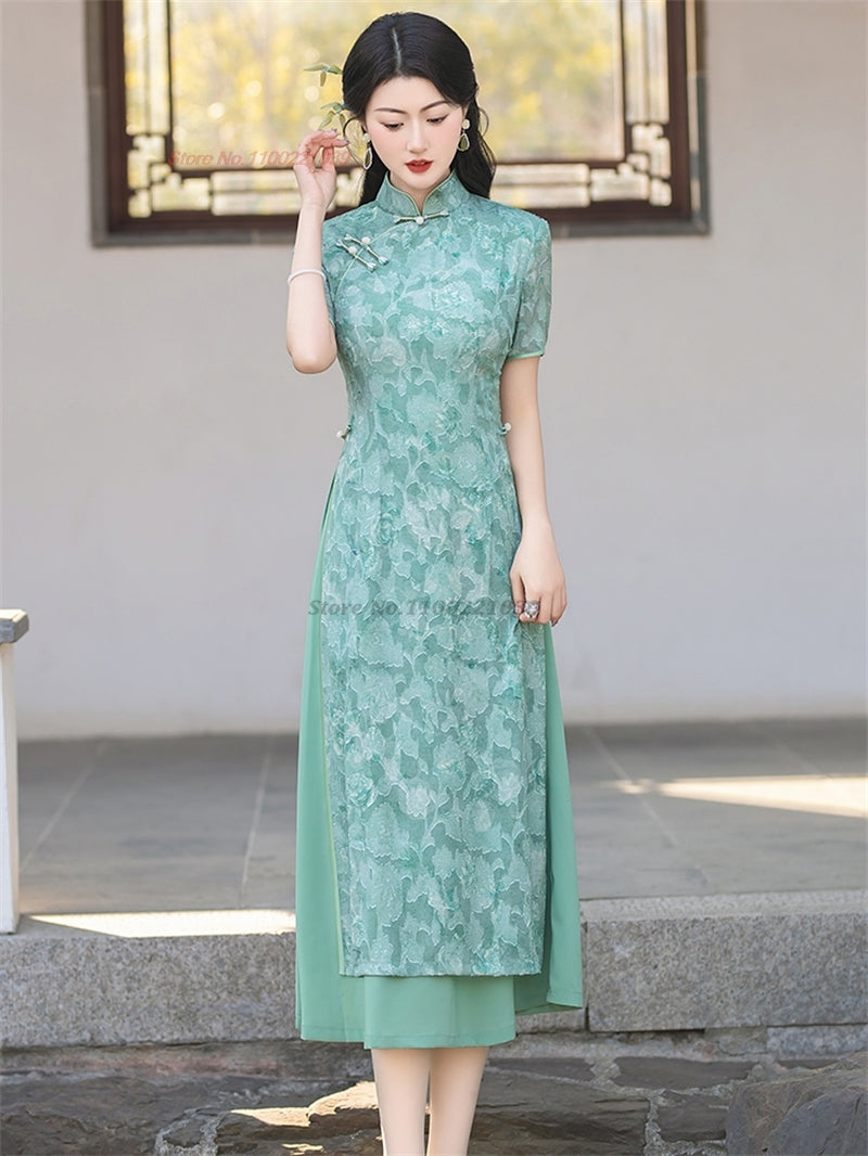 2024 vietnam aodai dress improved cheongsam vietnam traditional dress national image 2
