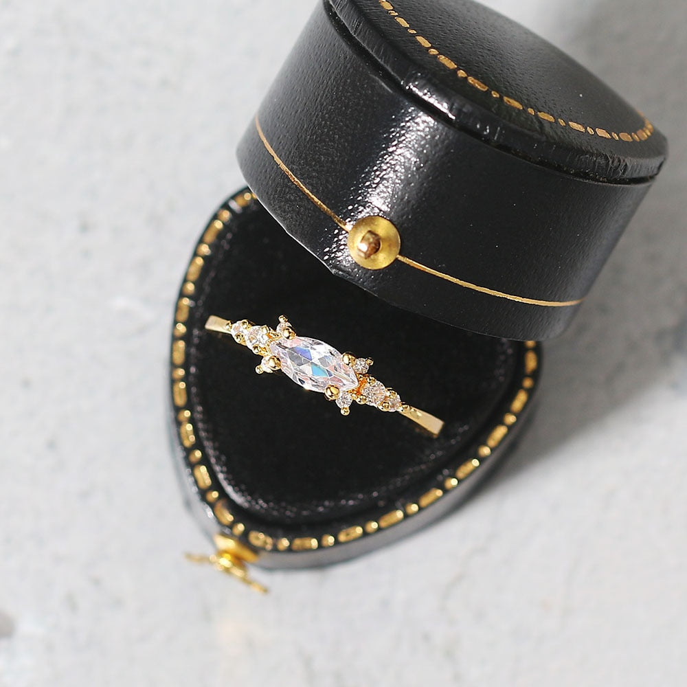 New INS Gold Color Noble Trend Dainty Rings For Women Entry Lux Zircon Midi Fin image 6