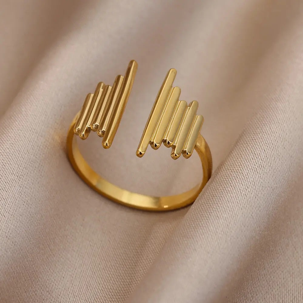Stainless Steel Rings for Women Aesthetic Sunflower Gold Plated Wedding Couple image 20