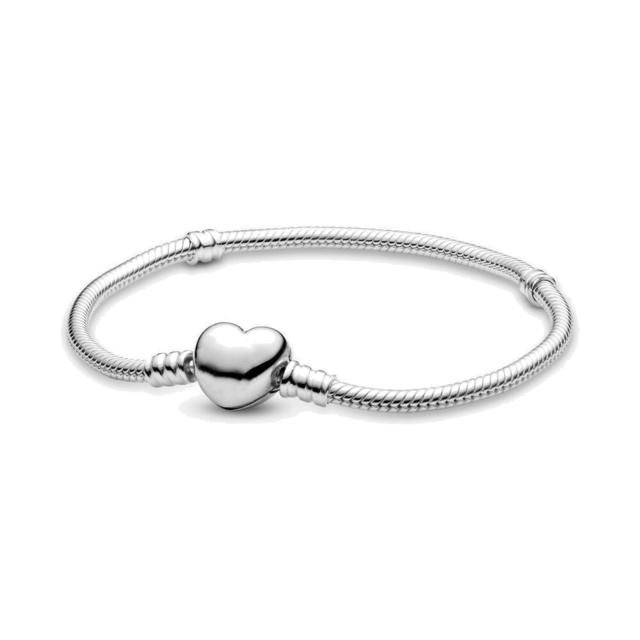 Fashionable 925 Silver Plating Moments Gold Round Clasp Snake Chain Bracelet Fi image 2