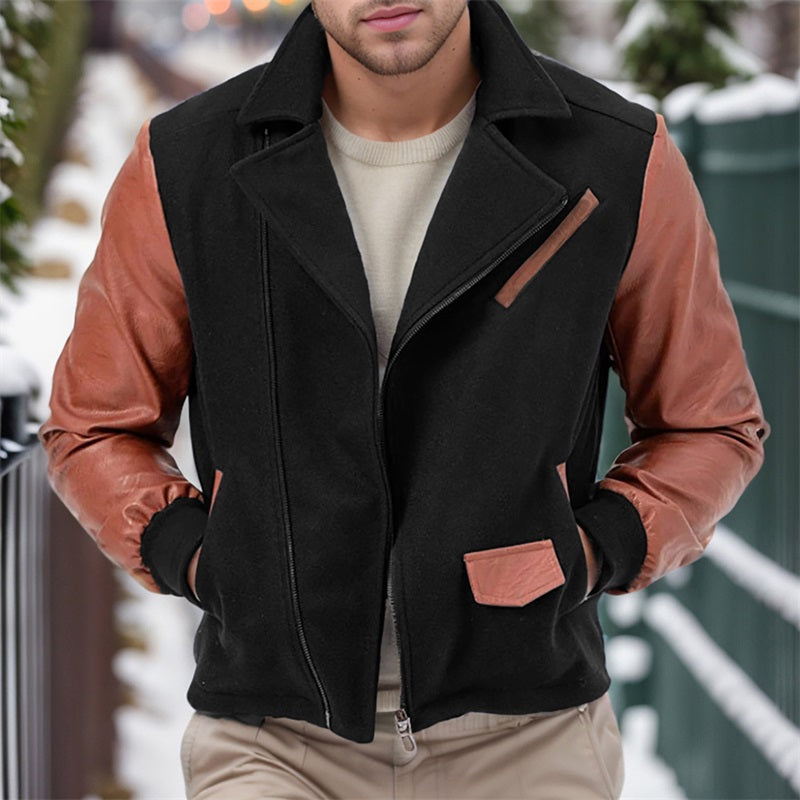 Men s Fit Quilted Puffer Jacket with Hooded Zip Up Long Sleeve Contrast Color image 3