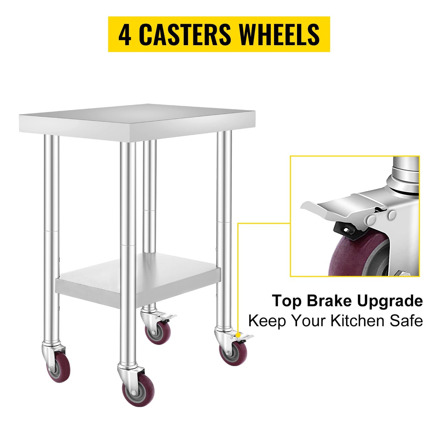 VEVOR Stainless Steel Kitchen Worktable shelves Commercial Work Bench Table wit image 10