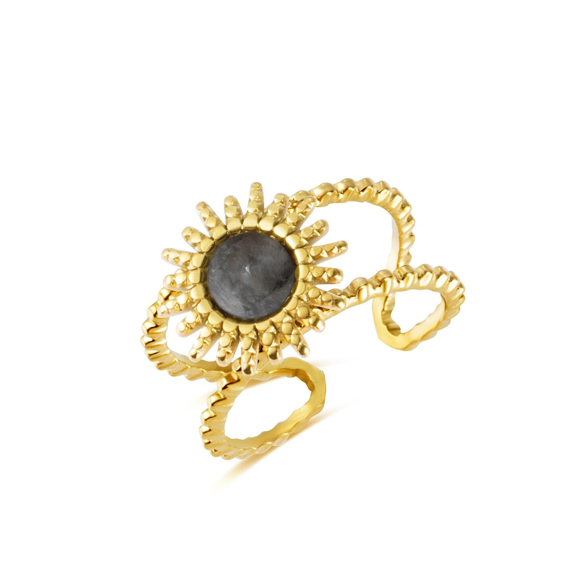 Creative Gold Plated Stainless Steel Rings for Women Simple Geometric Round Nat image 19