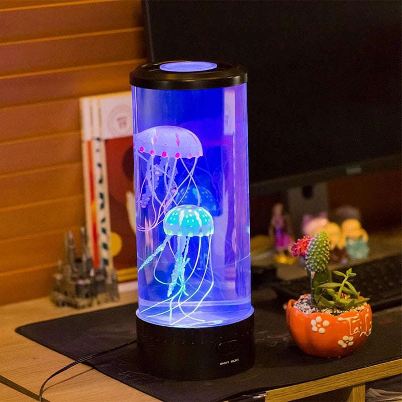 5 Colors Fancy LED Jellyfish Lamp Aquarium Lampka Nocna USB Table Night Light C image 1