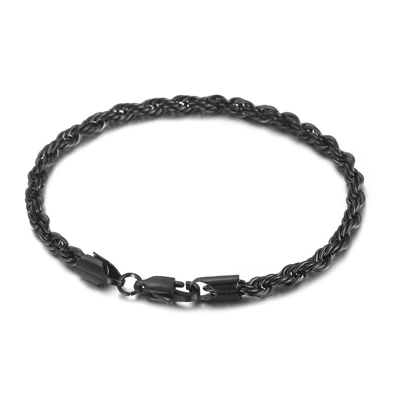 4/6/8mm Stainless Steel Bracelets For Men Women Gold Color Twisted Rope Link Ch image 6