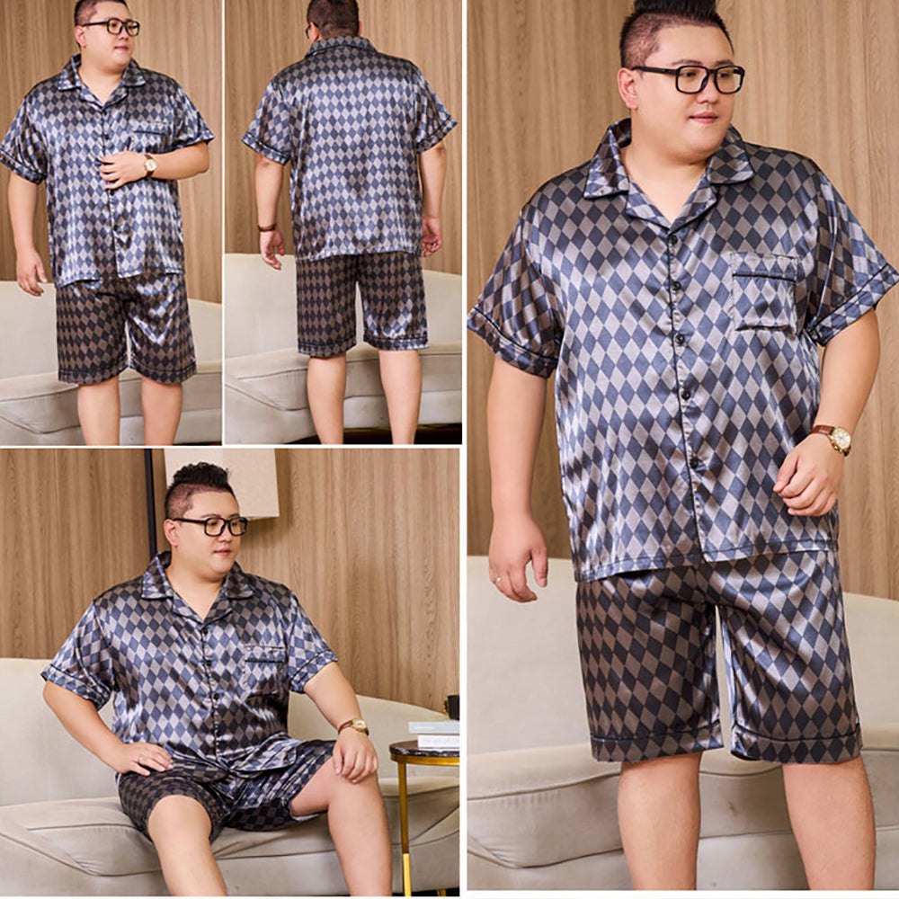 3XL-5XL For 165kg Big Size Men's Pajamas Summer Ice Silk Thin Breathable Male S image 21