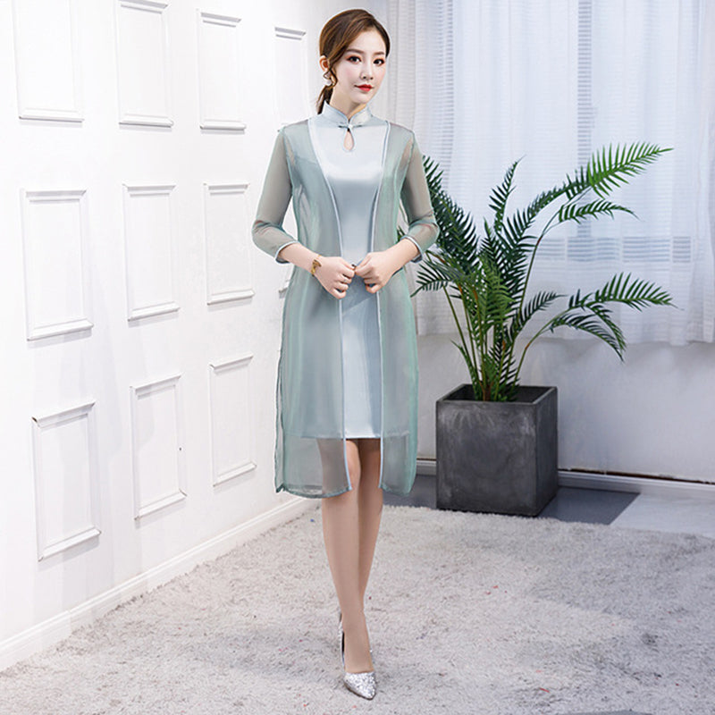 Fashion mother loose casual Ao Dai cheongsam women Chinese dress cheongsam midd image 3