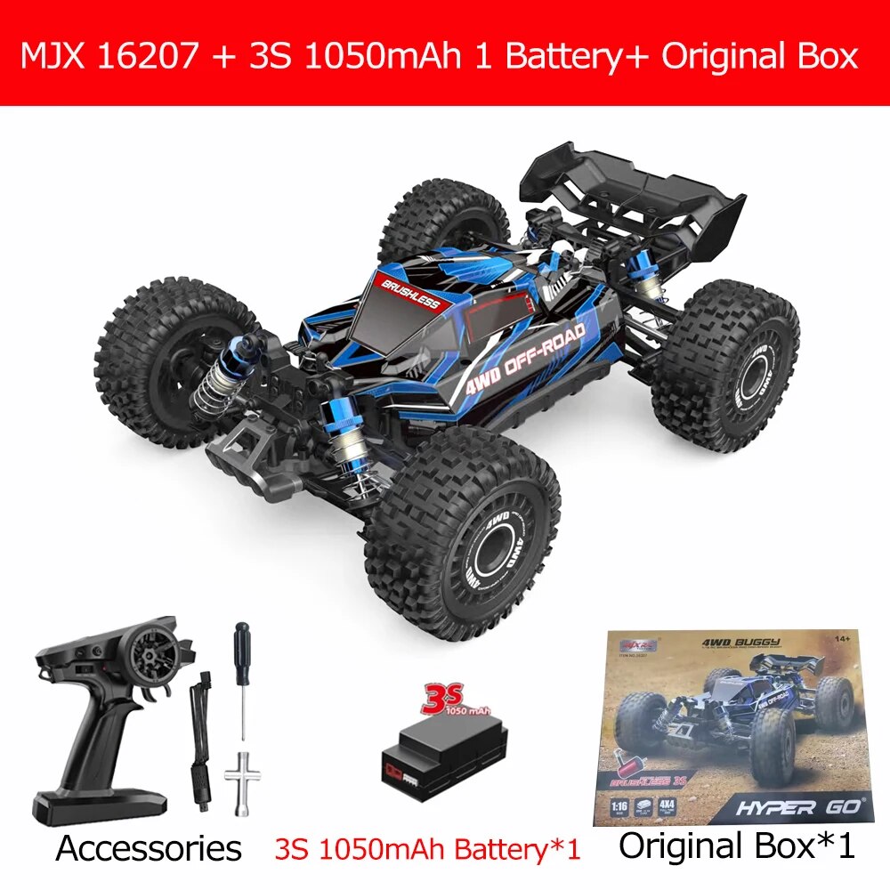 70KM/H MJX 16207 16208 1/16 RC Car Hyper Go Brushless 4WD Racing Car Electric O image 5